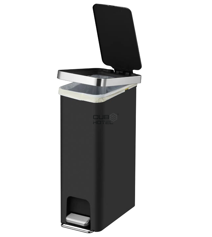 Cubo negro con pedal 40L Hana Slim